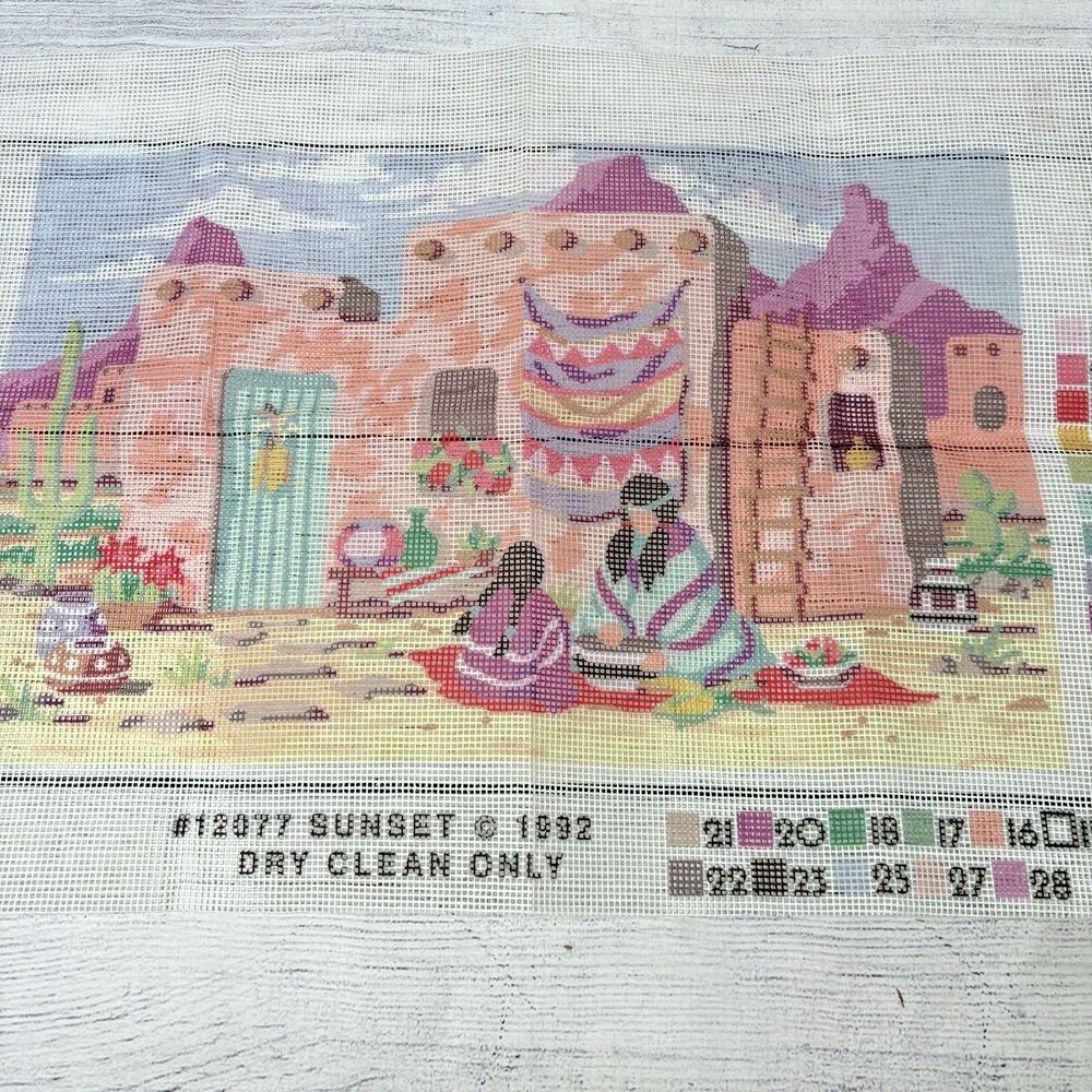 Southwest Pueblo 1992 Sunset Needlepoint Embroidery CANVAS ONLY  12077